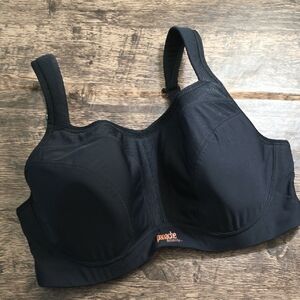 PANACHE Black High Support Bra with Subtle Logo Adjustable Sz 36E